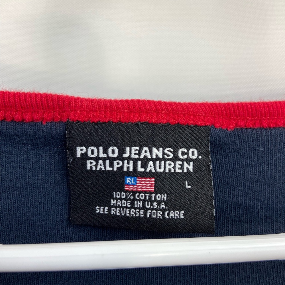 Vintage POLO Jeans Co Ralph Lauren navy blue red scoop neck tshirt dress stretch - Picture 3 of 6
